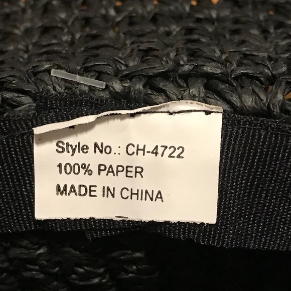 Black Beaded Band Wide Brim Sun Hat - Picture 3 of 4